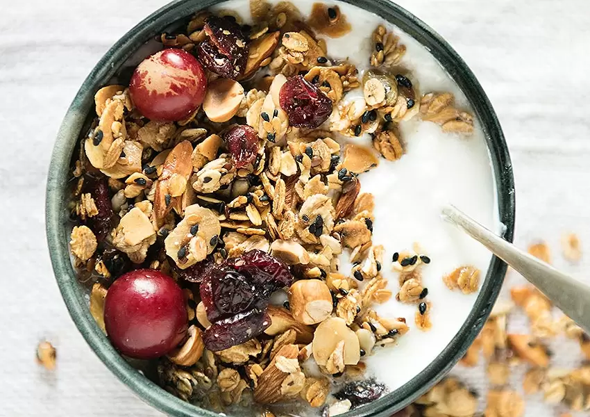 Granola con leche