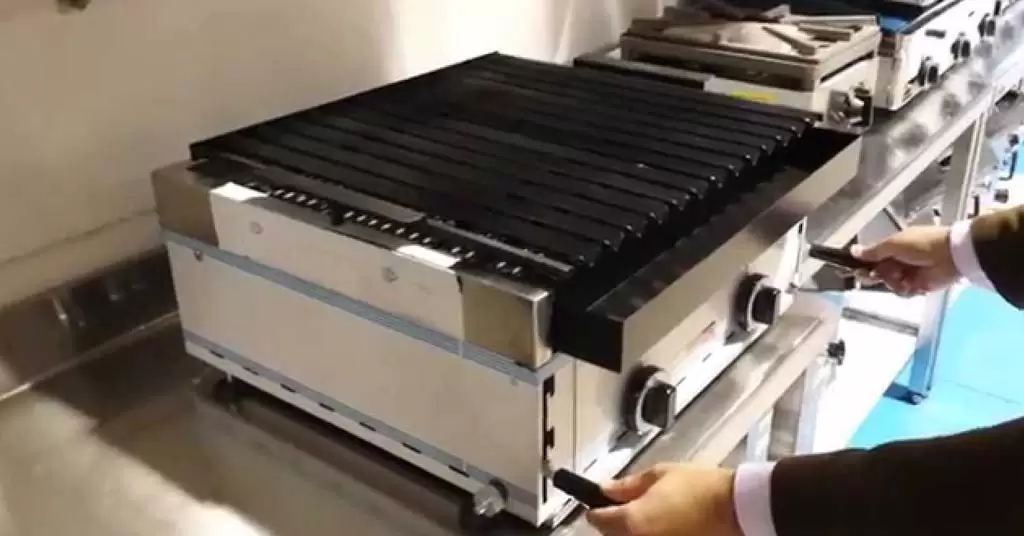 barbacoa de gas con piedra volcánica